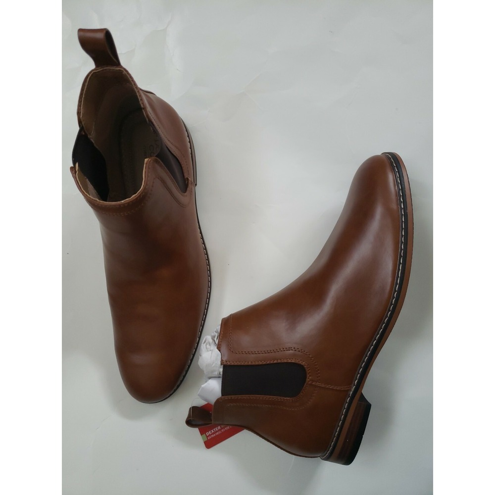Dexter Comfort  Men's Alec Chelsea Brown Cognac Skip Boots Shoes 12 Medium Width